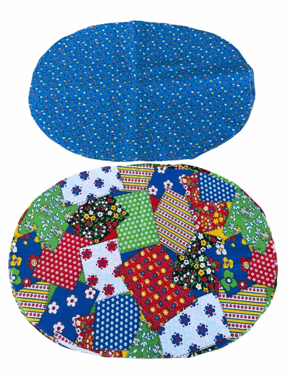 VTG Fabric Ovals Patchwork Floral Calico 12-Piece Crafting Quilting Sewing 15x21